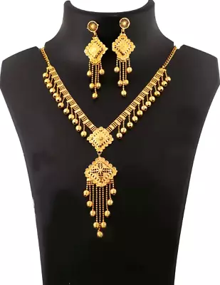 $18.99 • Buy 22K Gold Bridal Plated Choker Indian Bollywood Necklace Jhumka Earrings Jewelry