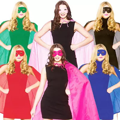 £8.99 • Buy Superhero Cape & Mask Adults Fancy Dress Halloween Mens Womens Costume Accessory