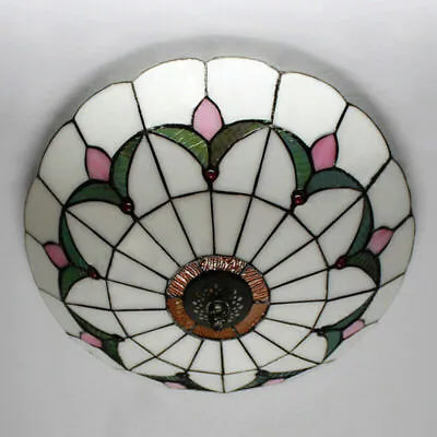 Victorian Vintage Ceiling Lamp Tiffany Stained Glass Shade Ceiling Light Fixture • $69.99