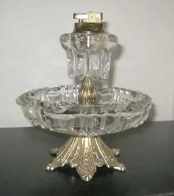 Vintage Table Lighter With The Ashtray Old Style Glass Cooper Plastic • $110.38