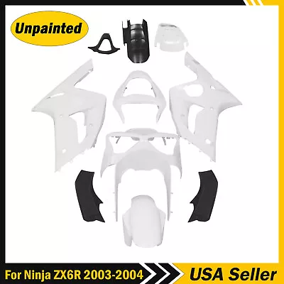 Unpainted ABS Fairing Kit For Kawasaki Ninja ZX6R ZX636 2003 2004 Injection Body • $220.40