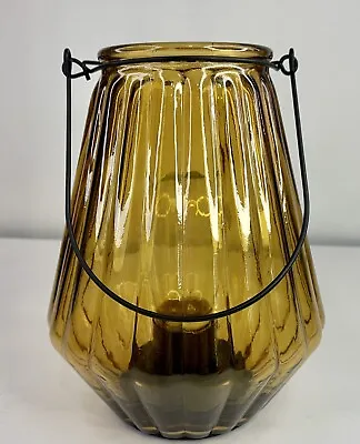 Battery Operated Lantern Lamp Hanging Vintage Style Amber Colored • $17