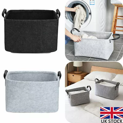 28L Large Felt Storage Basket Closet Toys Hamper Laundry Bag Shelf Box Organizer • £7.19