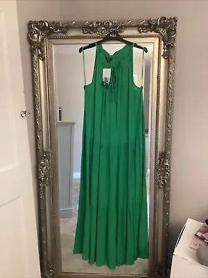 Bnwt M&s Green Maxi Tiered Dress Beachwear Summer Size 12 New • £16.99