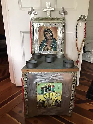 Vintage Milagros Folk Art Wood & Tin Chair From Mexico - HAND MADE IN MEXICO • $150