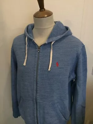 Ralph Lauren Polo Zip Up Hooded Sweat Shirt Top Size Large Blue • £12