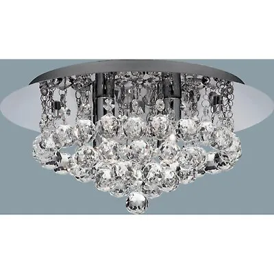 Marco Tielle  Lanna  Six Light Chrome Ceiling Chandelier With Clear Droplets • £79.99