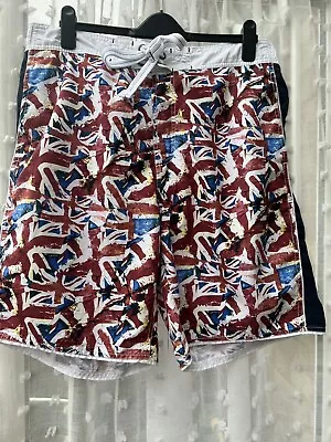 £18.99 • Buy Mens Next Distressed Union Jack Swim Shorts Xl Elasticated Back Waist Cotonation