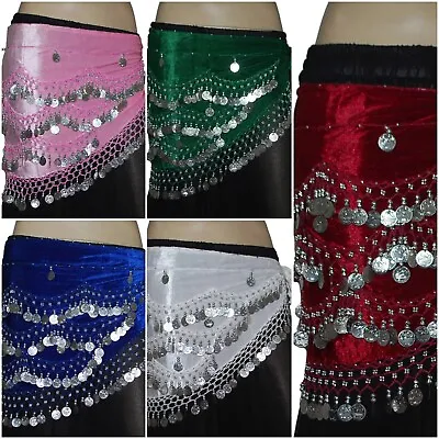 Wholesale 10 Pcs Velvet Silver Coins Hip Scarfs - Multiple Assorted Colours • $89.58