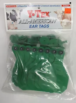 Y-Tex 4* Livestock 2-piece Ear Tags - GREEN 25 Tags Large Blank Non-numbered • $29.99