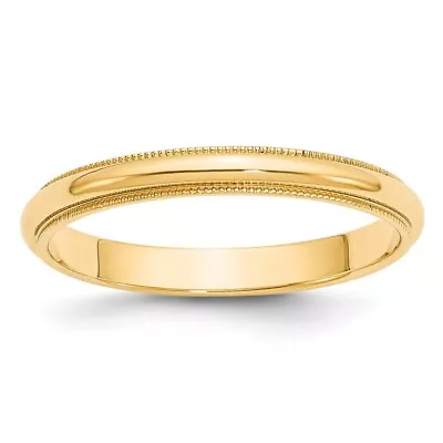 10k Yellow Gold 3mm Milgrain Half Round Wedding Band Ring For Mens Size 9 • $216