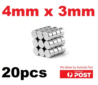 20pcs Strong 4mm X 3mm Neodymium Disc Magnet Warhammer Fridge Craft Jewellery • $10.30