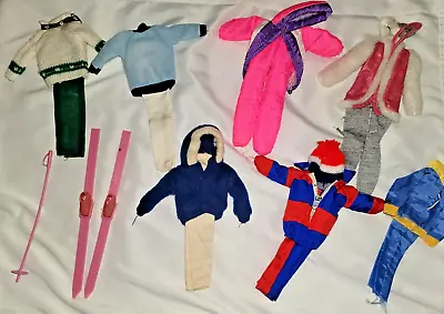 VTG 1980s  LOT OF 8 BARBIE WINTERWEAR OUTFITS MIX AND MATCH.  WITH SKIS HTF • $57