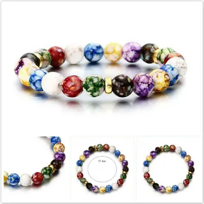 $2.22 • Buy Chakra Healing Beaded Bracelet Natural Lava Stone Diffuser Bracelet Yoga Charm L