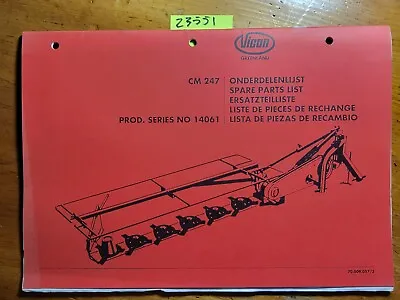 $20 • Buy Vicon Greenland CM247 Series 14061 Disc Mower Parts Manual 70.009.057/2