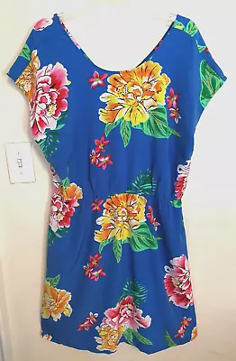 Old Navy Womens Dress XL Knee Length Floral Blue Pink Green White Sleeveless • $30