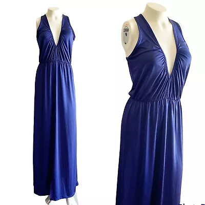 W By Wenjlo Blue Maxi Dress Front Slit Deep V  • $40