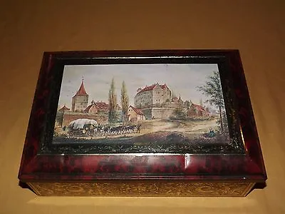 Vintage 1997 Large Horses Logs Castle Federal Republic Of Germany Cookie Tin Box • $55.99