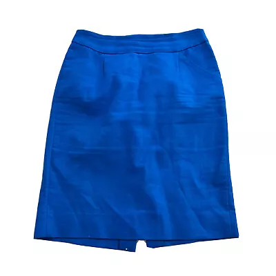 J.CREW The Pencil Skirt Blue Excellent/Preowned Size: 0 Cotton 37415 • $24.49