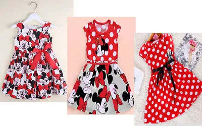 Kids Summer Girls Sleeveless Dress Princess Baby Minnie Mouse Birthday Dresses • $13.99