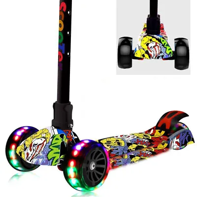 Scooter 3 Wheels Child Kids Kick Push LED Flashing Tilt Lean Boys Girls Scooter • £24.99