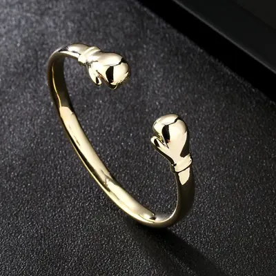 18K Gold Boxing Glove Torque Bangle Heavy Boxer Bracelet Gents Boys Men Filled • £29.99