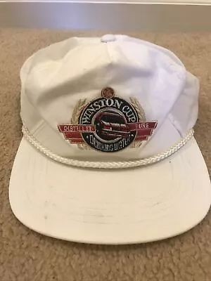 Vtg Winston Cup Distilled Pure Drinking Water Hat Rope SnapBack White NASCAR • $8.99