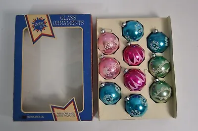 12 Vintage Coby Glass Christmas Tree Ornaments With Box Lace Grapes Snowflakes • $150