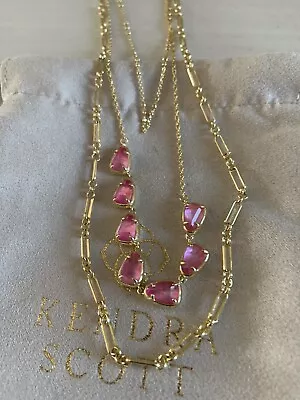 NEW KENDRA SCOTT Susanna Gold Multi Strand Necklace Deep Blush Mother-of-Pearl • $68