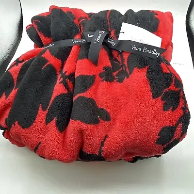 Vera Bradley Fleece Throw Blanket Silhouette Floral Red Black 80  X 50  • $49.95