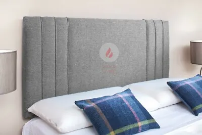 Bed Headboard Turin Linen Fabric 24   - Small Double King Super King • £64.95