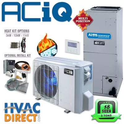 3 Ton 18 SEER ACiQ Ducted Unitary Central AC Inverter Heat Pump Split System BYO • $3040