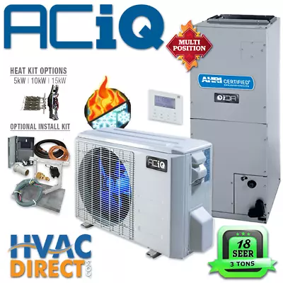 ACiQ 3 Ton Inverter Heat Pump Split System Electric Central AC Kit - 16.2 SEER2 • $2897.50