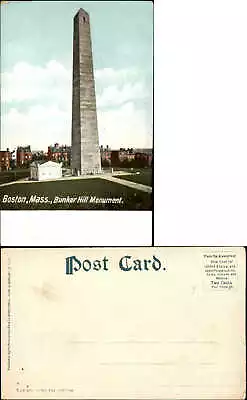 Bunker Hill Monument Boston MA Unused UDB Postcard Pre-1910 • $1.89