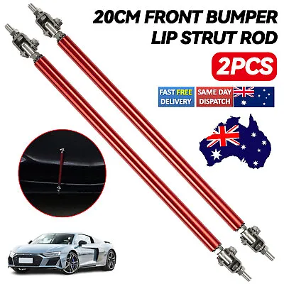 2X 20cm Red Adjustable Car Front Bumper Lip Splitter Strut Rod Tie Support Bar • $10.99
