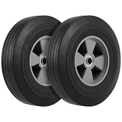 2 Pack 10 Inch Solid Rubber Tire 5/8 Inch Axle Size Hand Truck Wheels Replaceme • $33.72