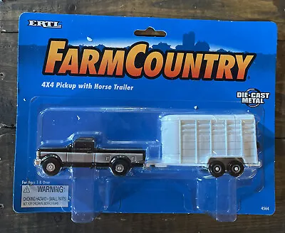 1995 ERTL FARM MACHINES 4WD FORD PICKUP With Horse Trailer 1/64 DIECAST #4564 • $34.99