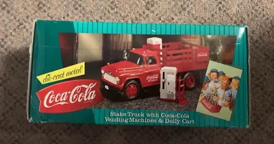 1997 Diecast Coca Cola Stake Truck With Coke Vending Machines And Dolly Cart • $55