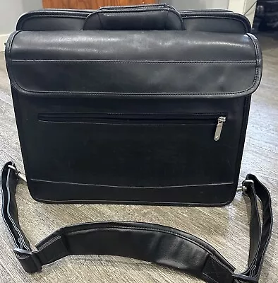 Vtg Leather Briefcase Portfolio Computer/laptop Attache Bag 15 X 14 X 6 Approx • $38.99