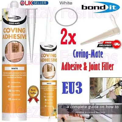 2x Bond-It Coving Adhesive Glue White Gap Joint Filler Polystyrene EU3 Cartridge • £9.49