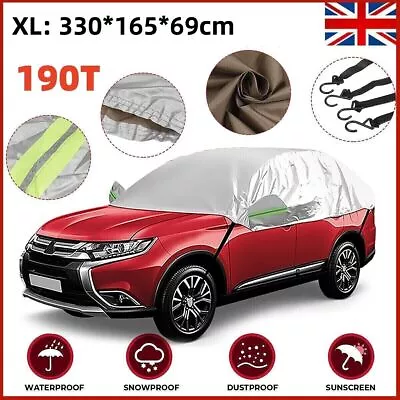 Half Car Cover Top Roof Waterproof Outdoor Sun/UV/Rain Protection Universal HOT • £17.59