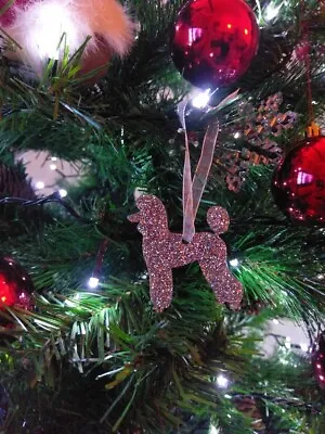 £3.99 • Buy Pet Trim Poodle Dog Glitter Christmas Decoration - 11 Colour Choices.