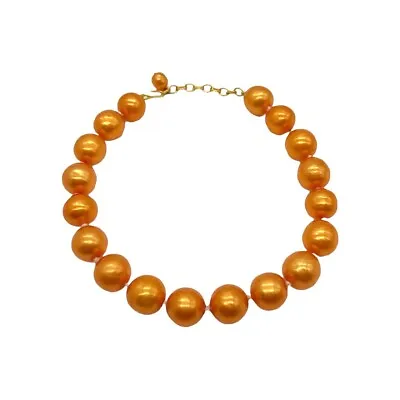 $995 • Buy Vintage CHANEL Orange Synthetic Pearl Necklace
