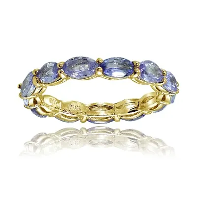 Sterling Silver Tanzanite 5x3mm Oval-cut Eternity Band Ring Size 7 • £38.60
