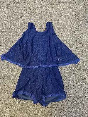 Motel Rocks Ladies Size Small Navy Blue Lace Playsuit • $31.08