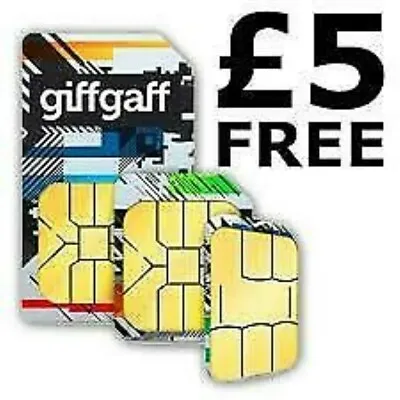 £0.01 • Buy GiffGaff Sim Card With Credit Pay As You Go £5 Standard Micro Nano 4G Unlimitedf