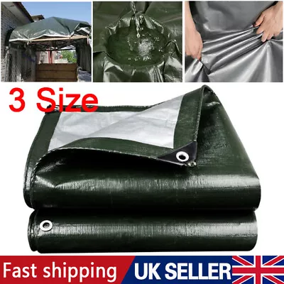 Large Tarpaulin Heavy Duty Regular Waterproof Cover Tarp Ground Camping Sheet • £5.88