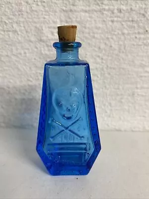 VTG Wheaton Blue Glass Poison Bottle/Coffin Shape Skull &Cross Bones R.I.P. • $98.95