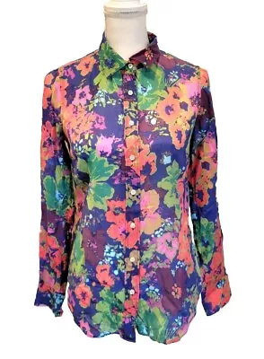 J. Crew Women's Colorful Floral Silk Blouse Size Small  • $24