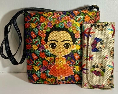 $35.99 • Buy Frida Kahlo Fashion Bag Purse And Wallet Lots 2 Camel & Beige Crossbody Bolsa  